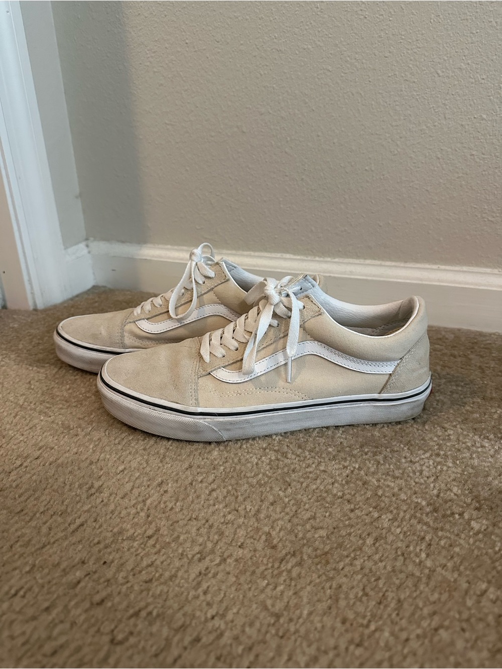 Vans Cream and White Old Skool Sneakers